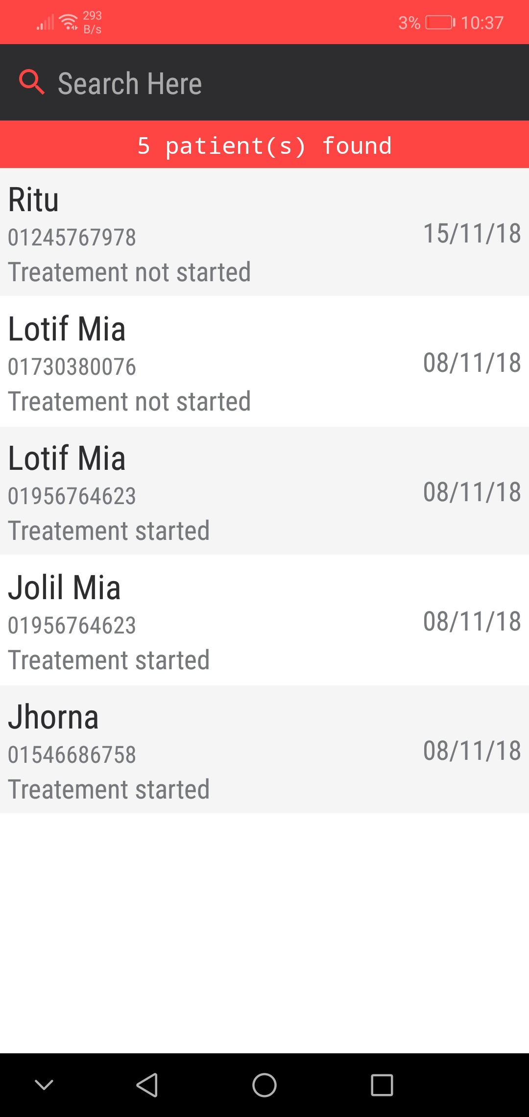 Patient list